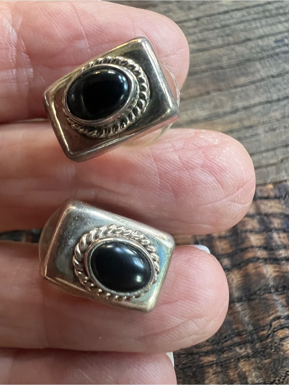 Sterling Silver Black Onyx Rectangular earrings